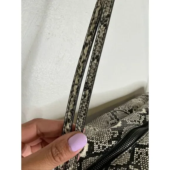 Zara Snakeskin Baguette Style Handbag | Grey and Black - Picture 4 of 5